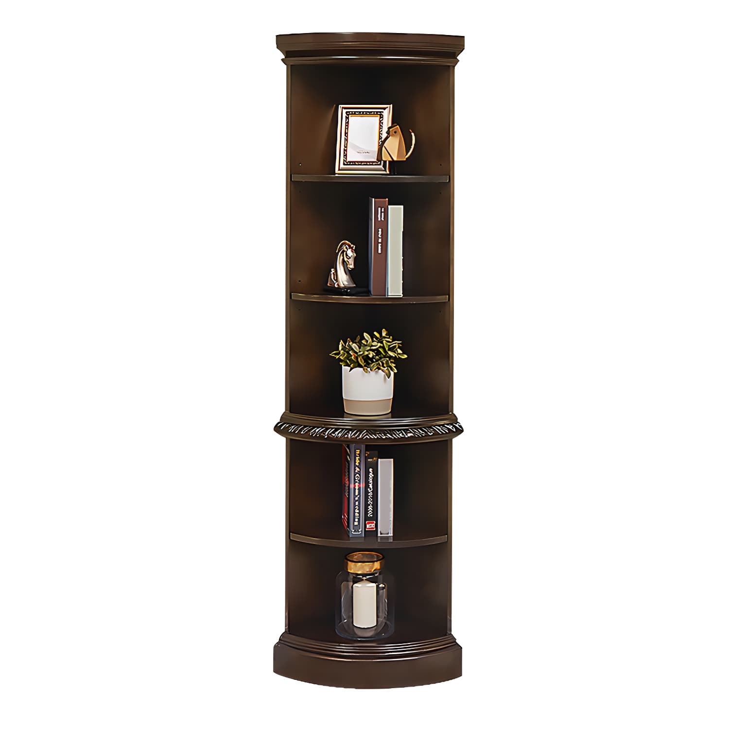 Solid Wood Triangle Corner Cabinet in Rubber Wood with Storage Shelves thumbnail 8