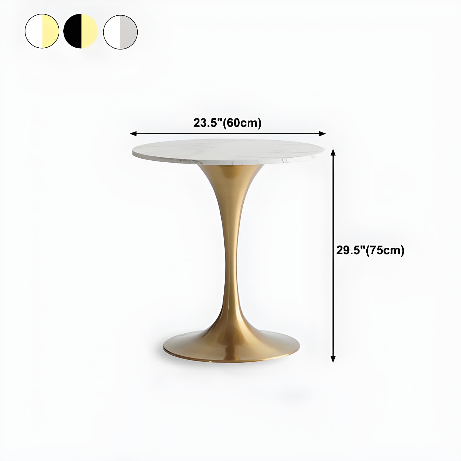 Metal Modern Round Dining Table Marble Top Indoor Table with Tulip Base thumbnail 16