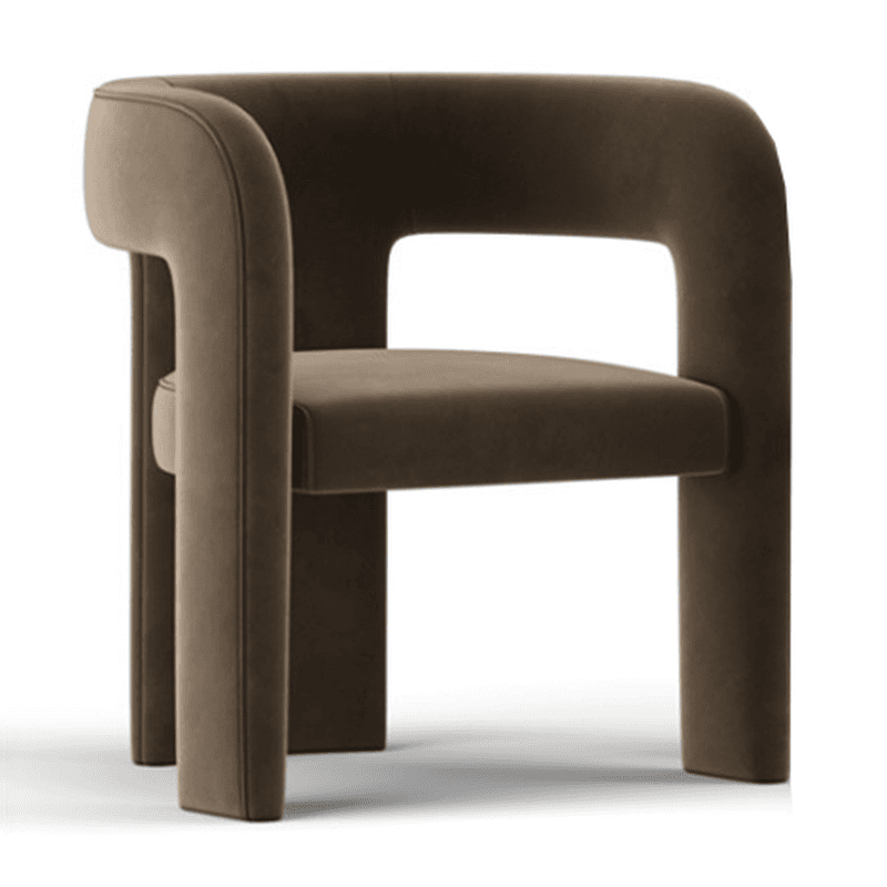 Soft-pile Fabric Upholstered Secure Outlined Arm Chair with Curved Back and Dark Blue/Light Green/Blush Legs in a Nordic Style thumbnail 3