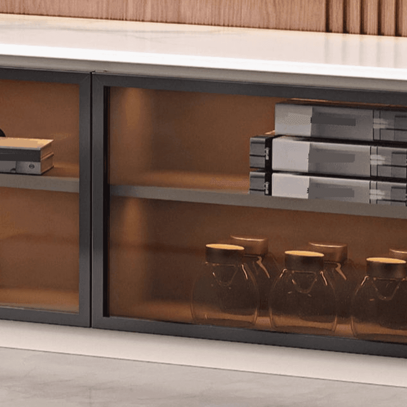 2-Cabinet & 4 Drawers Trendy Sintered Stone TV Stand with Shelf & Cable Management thumbnail 8