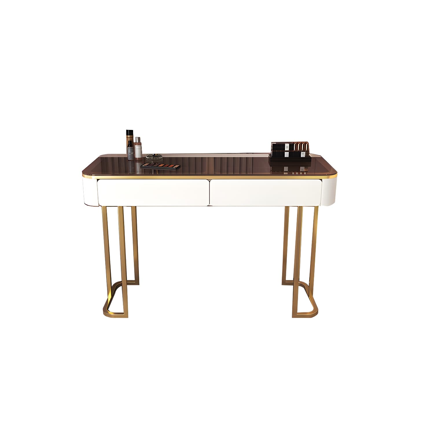 Glass Top Make-up Vanity Wood Dressing Table with Storage Drawers thumbnail 5