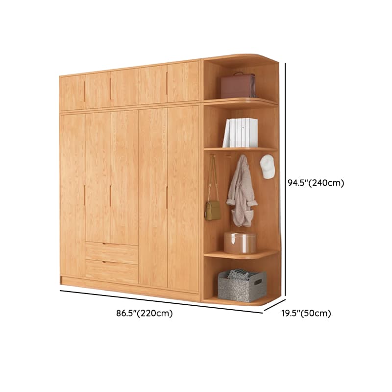Wood Color Nordic Unfixed Wardrobe Closet thumbnail 52