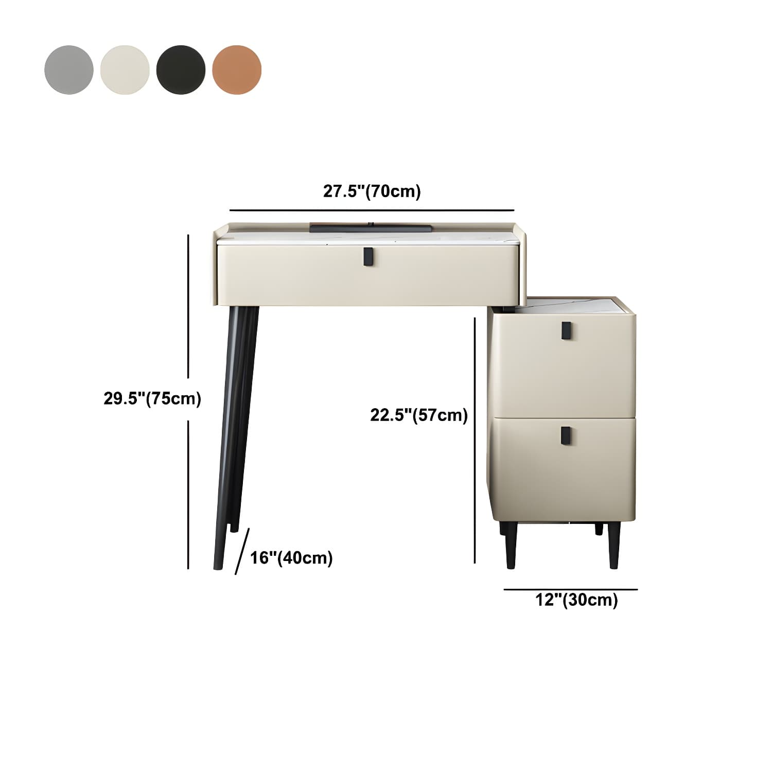 1/3 Drawers Vanity Set with Stool Modern Stone Top Dressing Table thumbnail 18