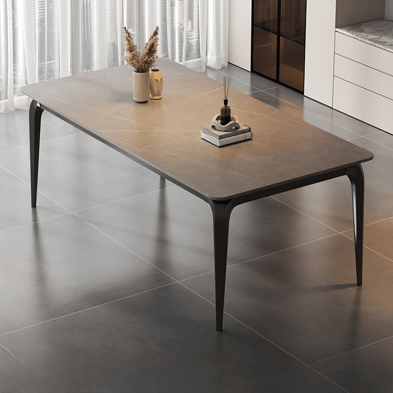 Trendy White/Charcoal/Light Gray Rectangle Scratch Resistant Sintered Stone Top Dining Table for 4/8 People/Seats 6, Standard Table Height thumbnail 4