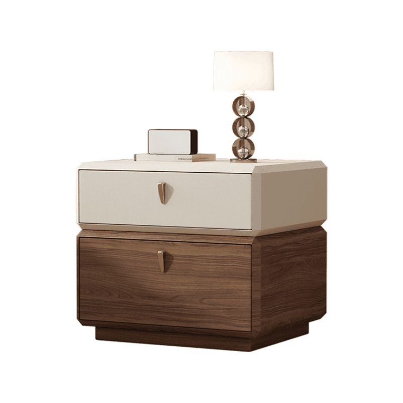 Organic Modern 2 Tiers Nightstand With Drawer Organization in Pleather thumbnail 9