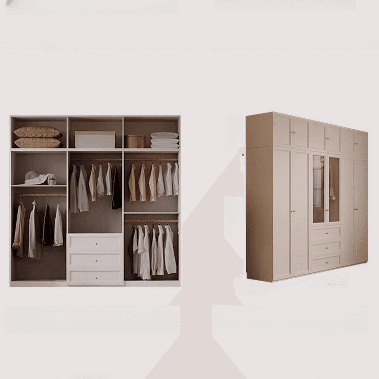 Chalk Modish Self-supporting Cabinet Armoire with Soft Close Drawer, Soft Close Door, and Hinged Hanging Rod thumbnail 6