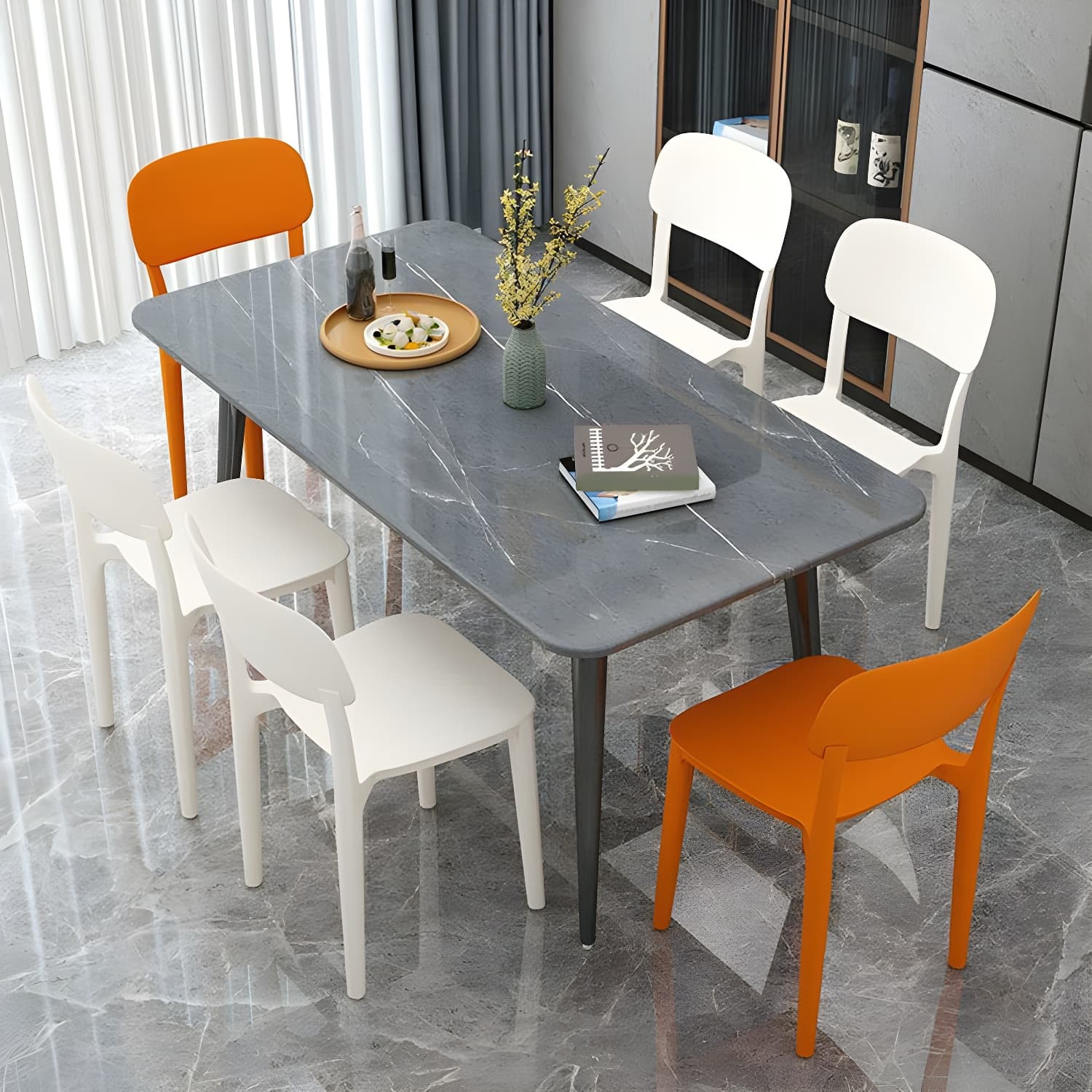 Scandinavian Style Stackable Kitchen&Dining Chair, Plastic and Non-Upholstered thumbnail 11