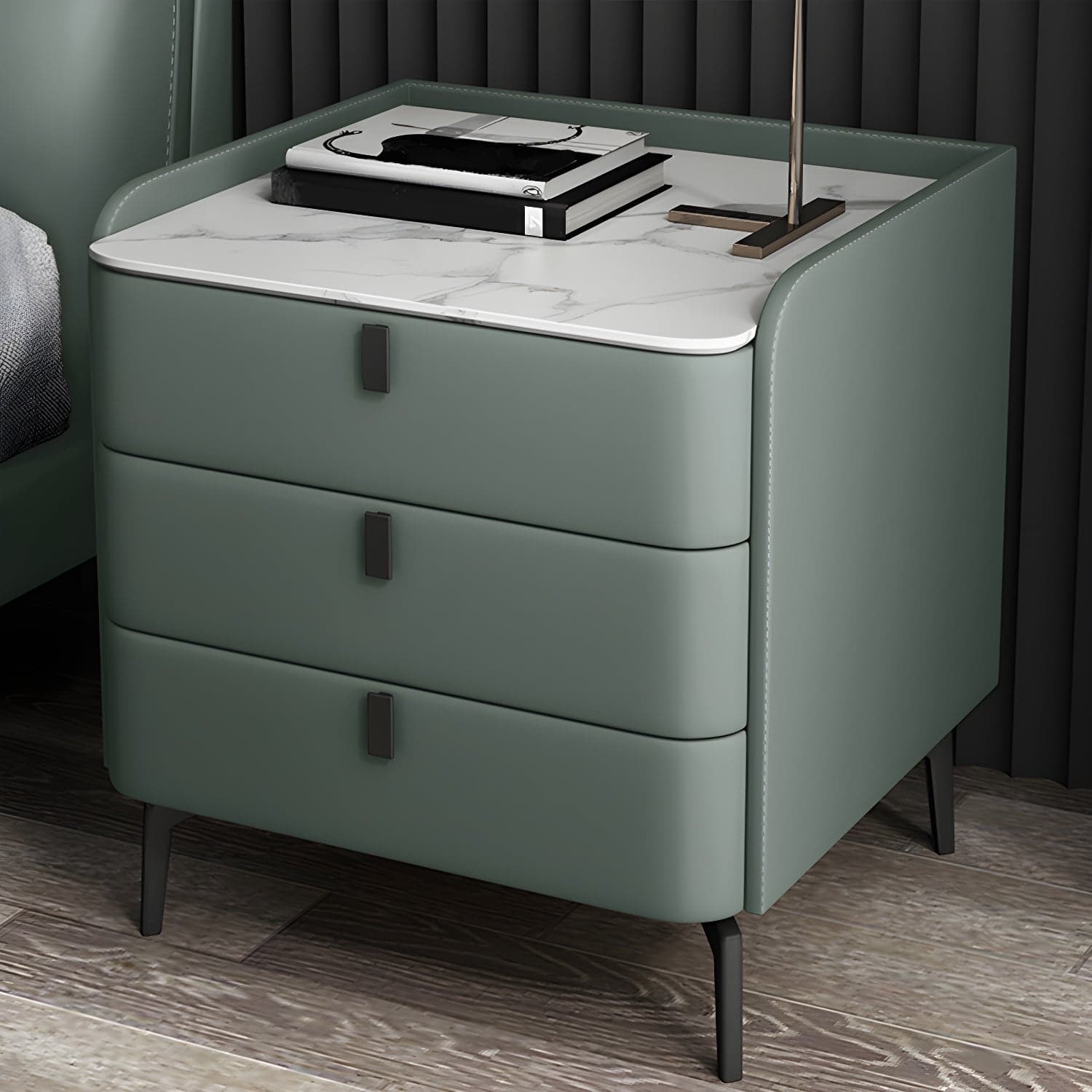 Wooden Nightstand with 3 Drawers Contemporary 25" Tall Nightstand thumbnail 5