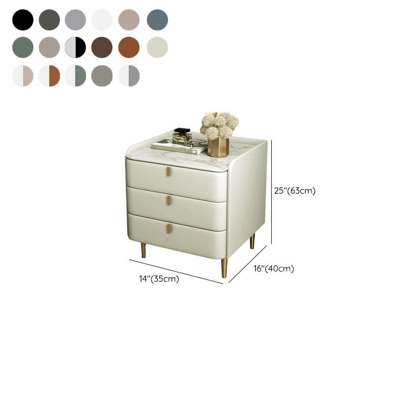 Art Deco 3 Tiers Drawer Storage Bedside Table with Stone Countertop thumbnail 27