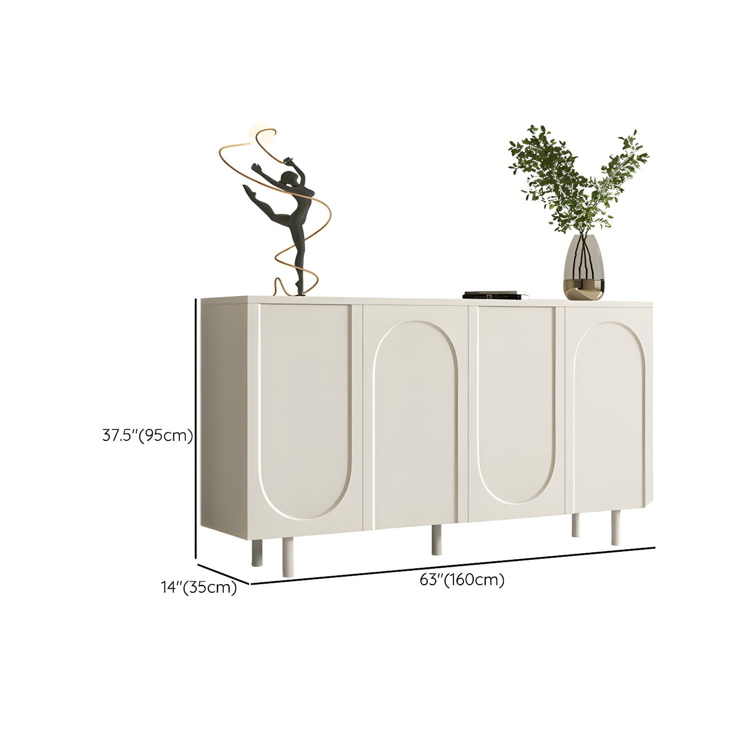 Modern Living Room Manufactured Wood Buffet Sideboard in White thumbnail 14