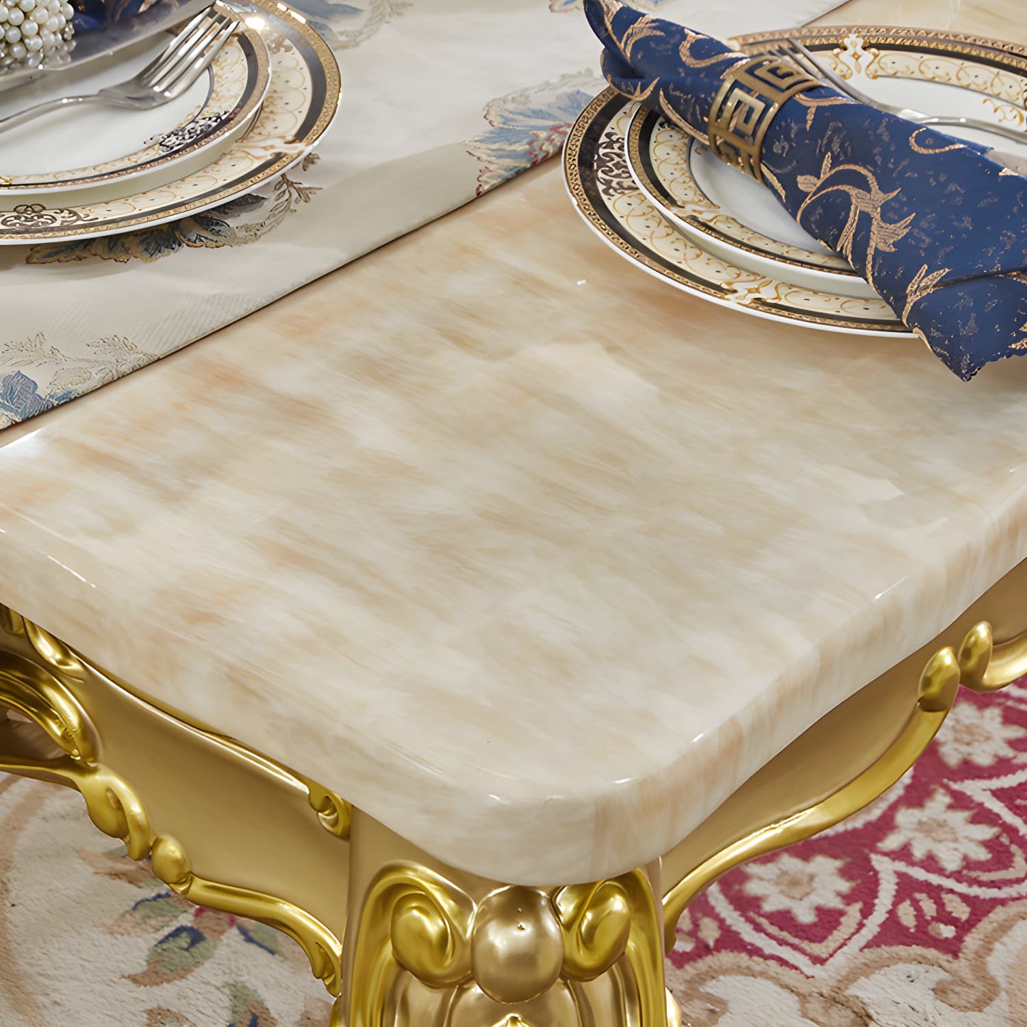 Victoria Rectangle Table Set 1/2/5/7 Pieces Dining Set for Home Use thumbnail 4