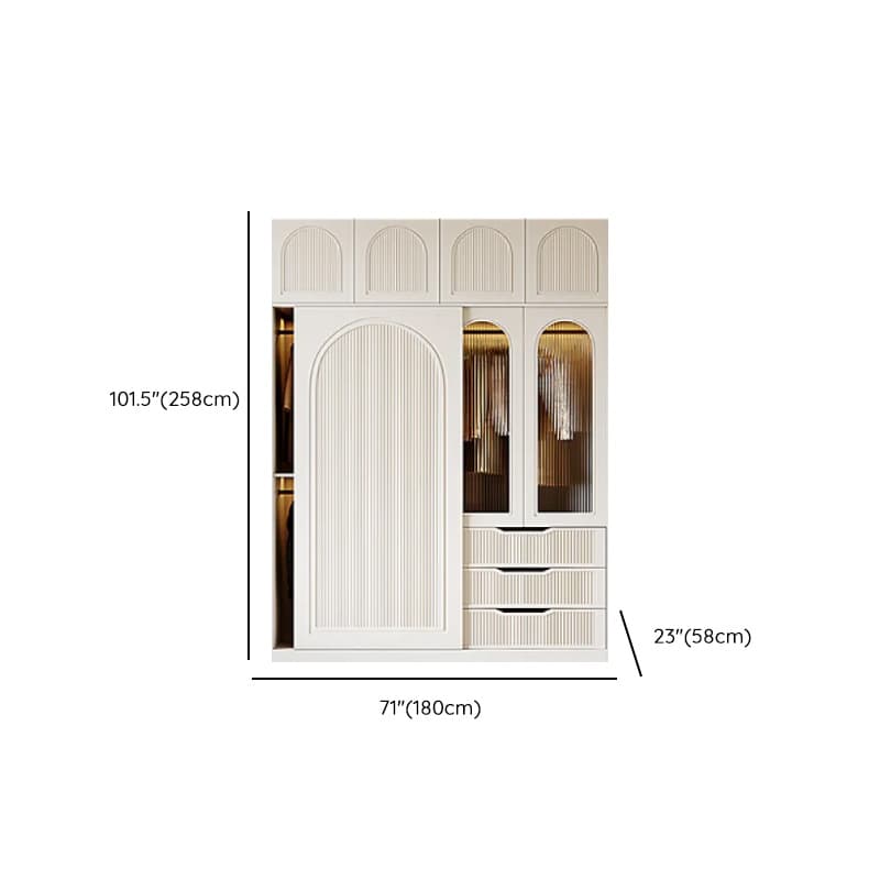 Chalk Composite Wood Cabinet Armoire with Soft Close Drawer, Specular Mirror, Soft Close Door, Interior Shelves, and Clothing Rod thumbnail 21