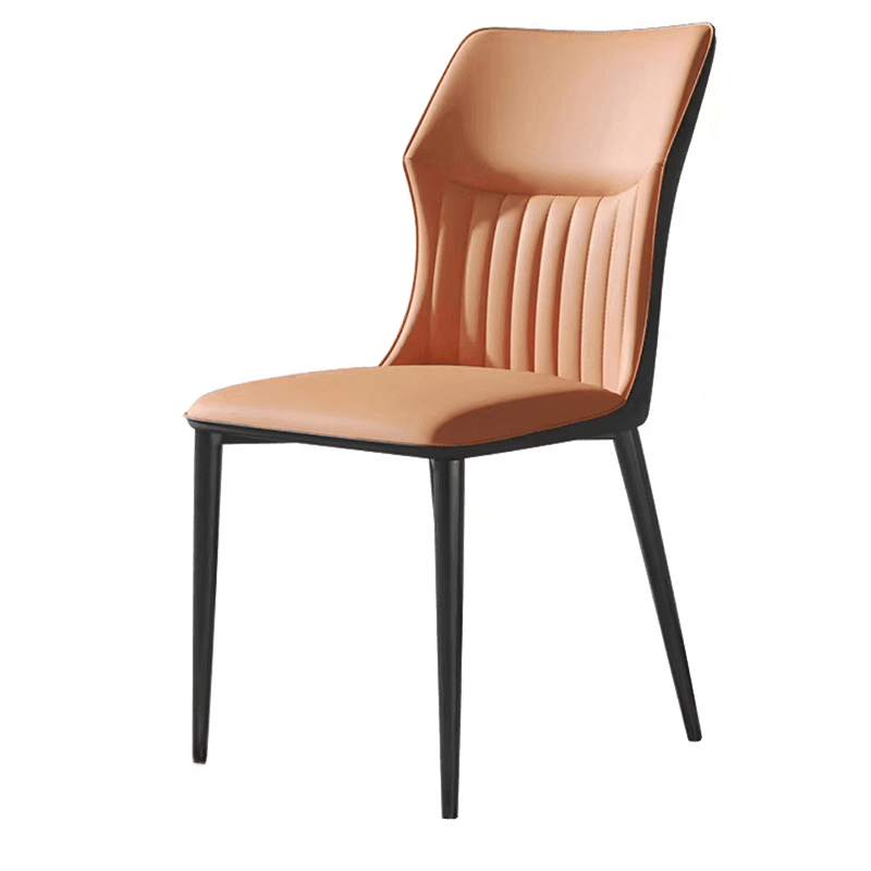 Minimalist Side Chair with Closed Back, Padded Upholstery, and Ink Metal Legs thumbnail 4