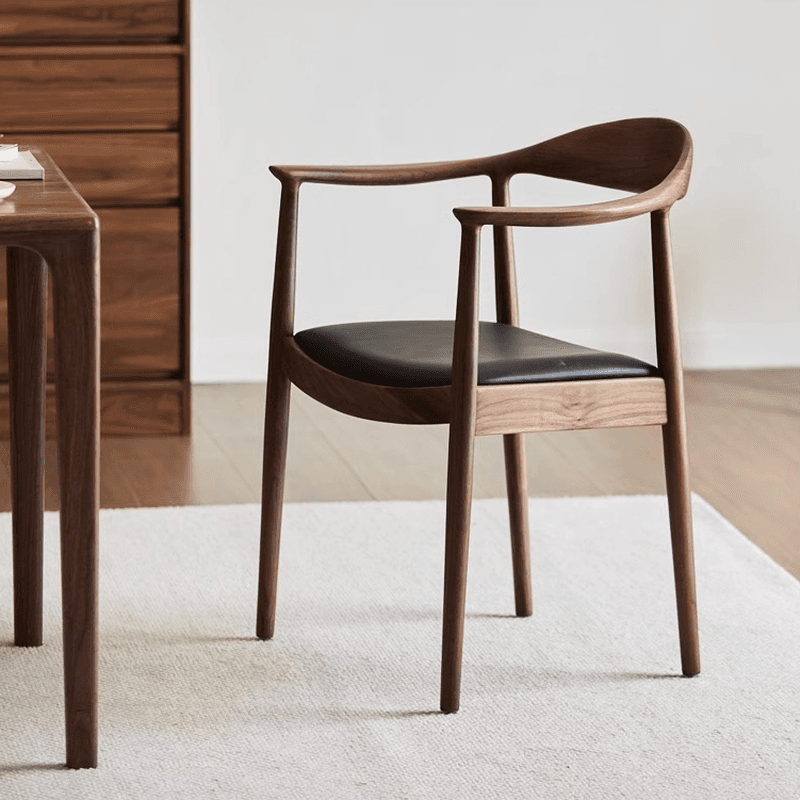 Scandinavian Timber Outlined Leatherette/Linen Firm Arm Chair with Exposed Back and Armrest thumbnail 7