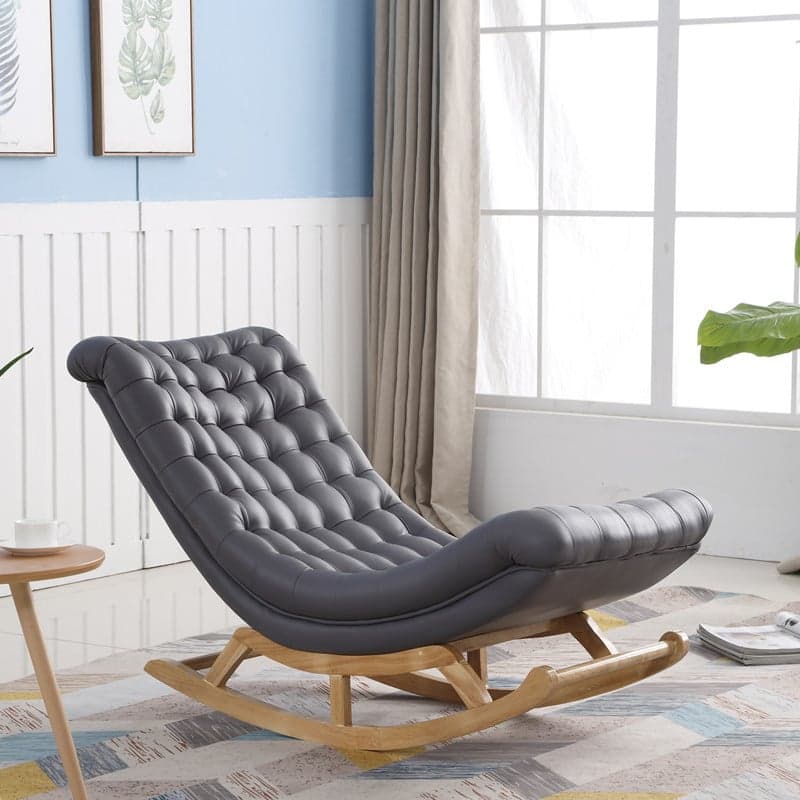 Stationary Ergonomic Rocking Chair with Rear & Ottoman, Green/Yellow/Coffee thumbnail 6