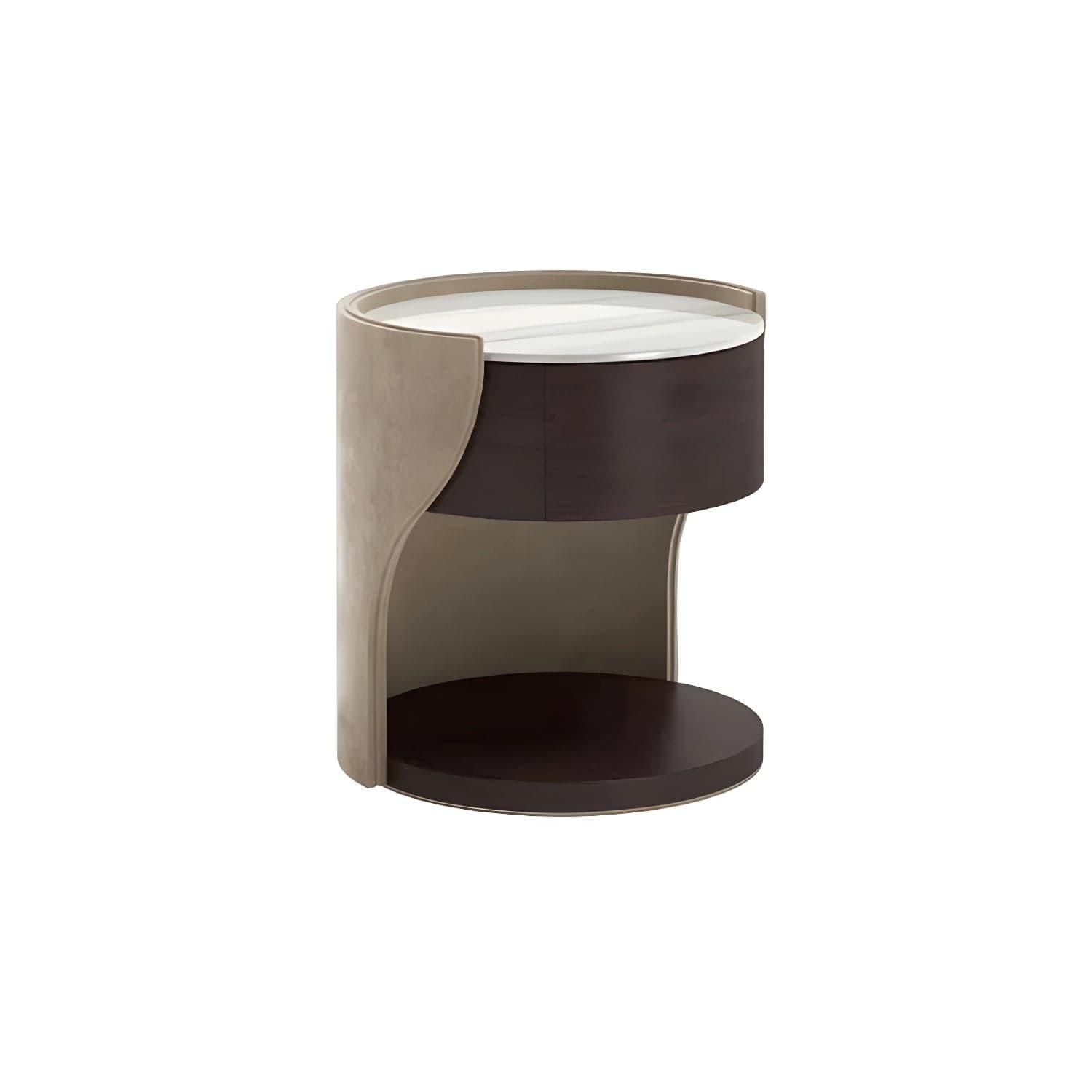 Faux Leather Nightstand 1 - Drawer Nightstand with Wood Accents thumbnail 3
