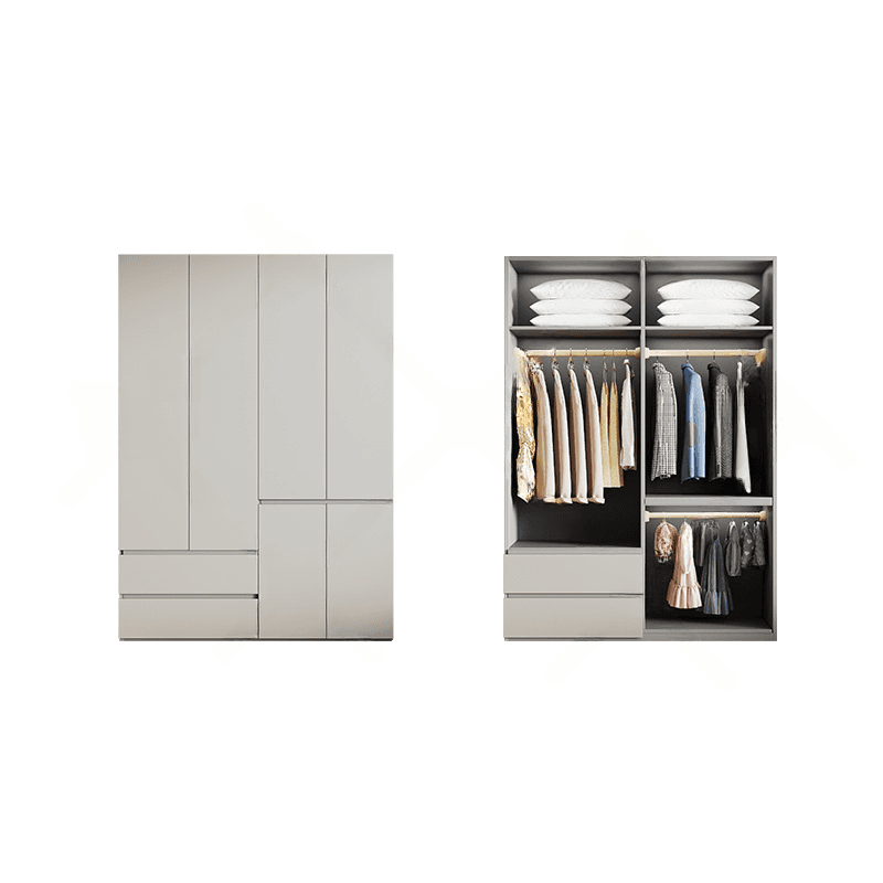 Cream Trendy Reclaimed Wood Wardrobe Armoire with Soft Close Drawer, Soft Close Door, Interior Shelves, and Clothing Rod thumbnail 22