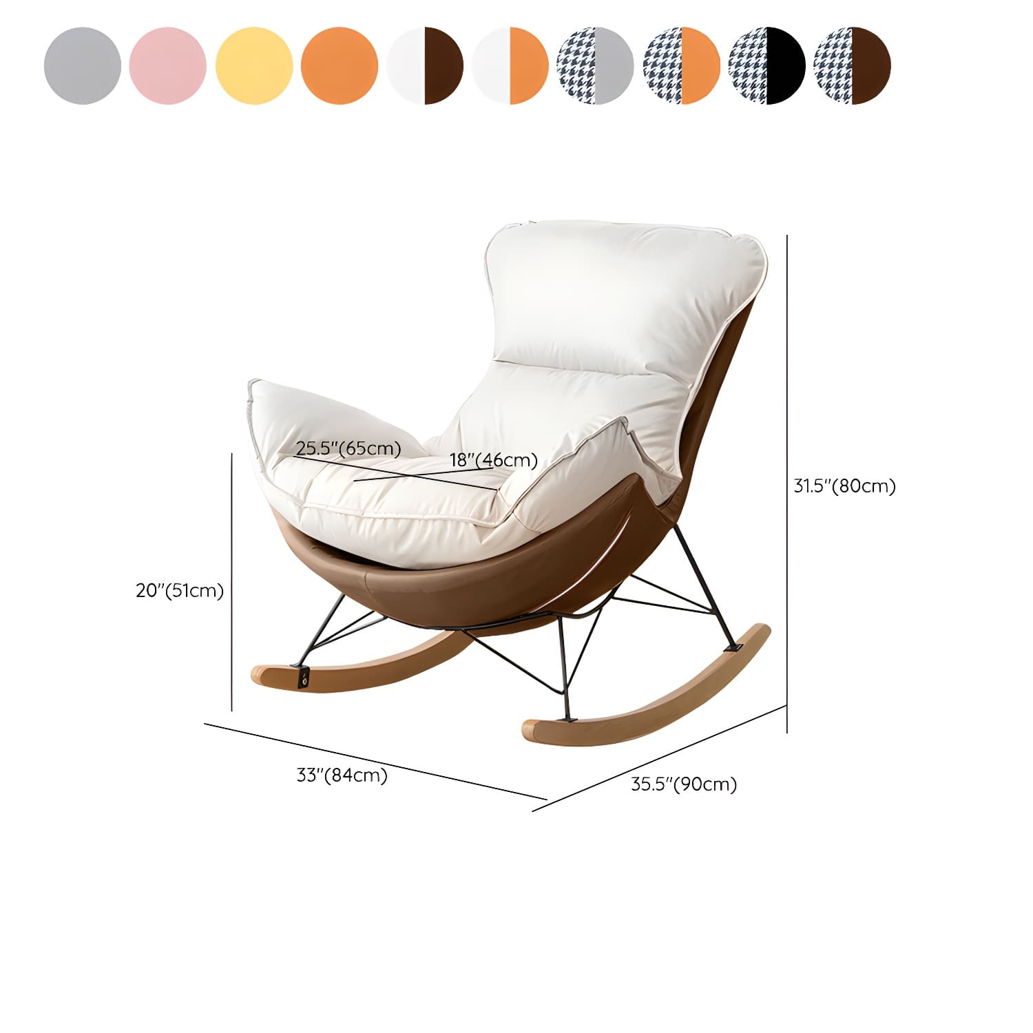 Stylish and Comfortable Modern Upholstered Rocking Chair with Removable Back Cushion thumbnail 18
