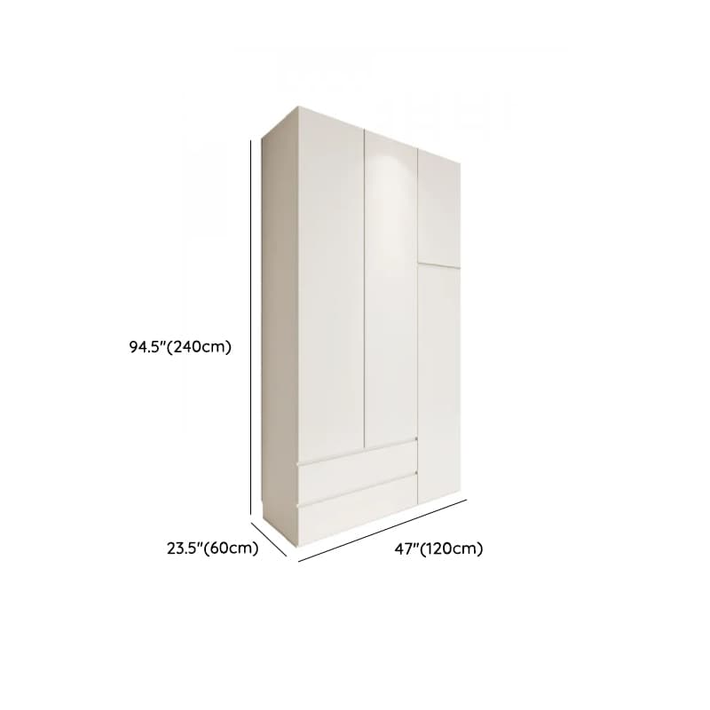 White Minimalist Manufactured Wood Independent Wardrobe Closet with Soft Close Drawer, Soft Close Door, and Interior Shelves thumbnail 15