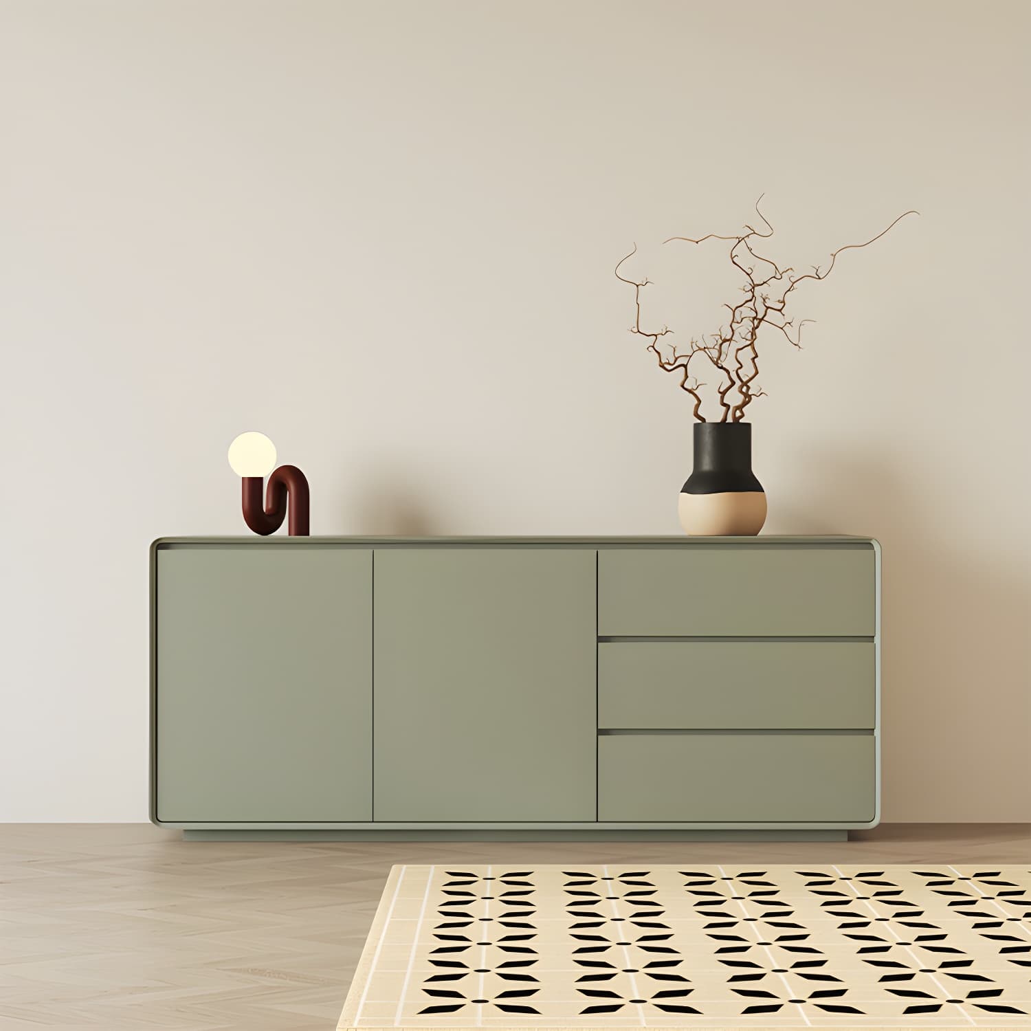 Wood Sideboard with 2 Doors and 3 Drawers, Overall Dimensions 40cmW x 80cmH thumbnail 14