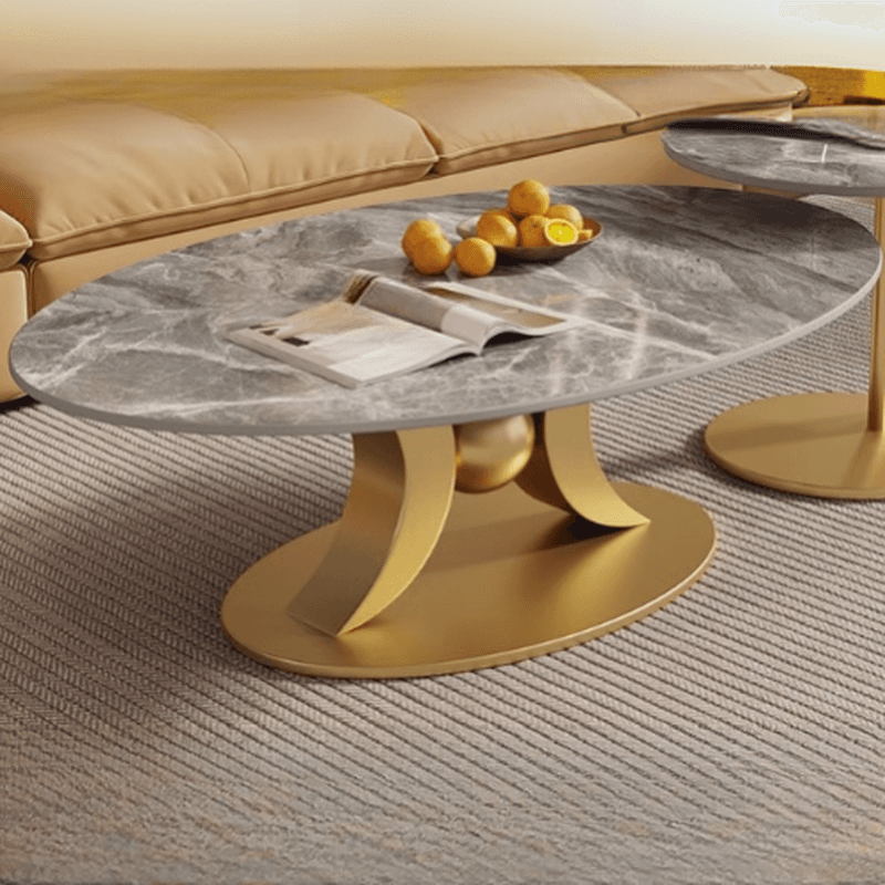 Nested/Single Slate Pedestal Board Game Coffee Table with Black/Light Gray/Chalk Oblong Top thumbnail 3