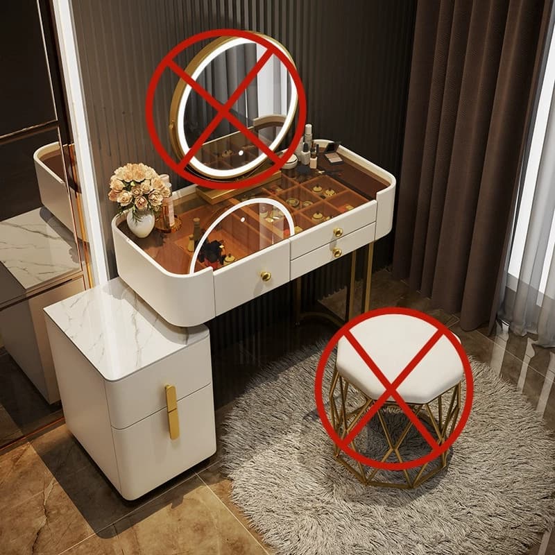Contemporary Slate Countertop Adjustable Makeup Vanity with Drawers for Bedroom thumbnail 4