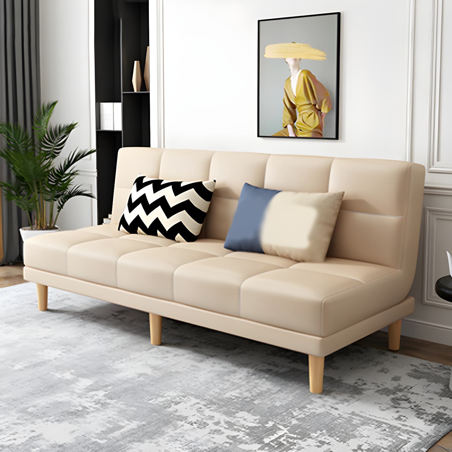 Modern Armless Settee 27.55" W Convertible Sleeper Sofa for Living Room thumbnail 8