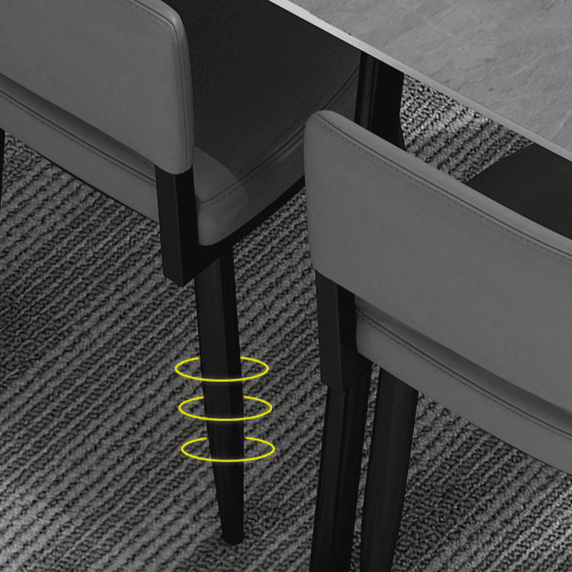 Circular Dining Table Set with a Slate Tabletop in White/Gray/Coal, Back and Cushion Chair for Dining Table for 4 in a Simple Style thumbnail 32