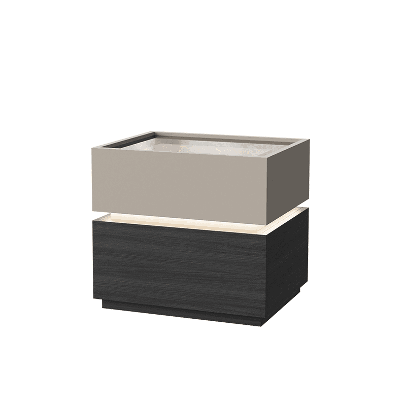 Organic Modern Nightstand With Drawer Organization with Glass Countertop and Illuminating Lighting thumbnail 4