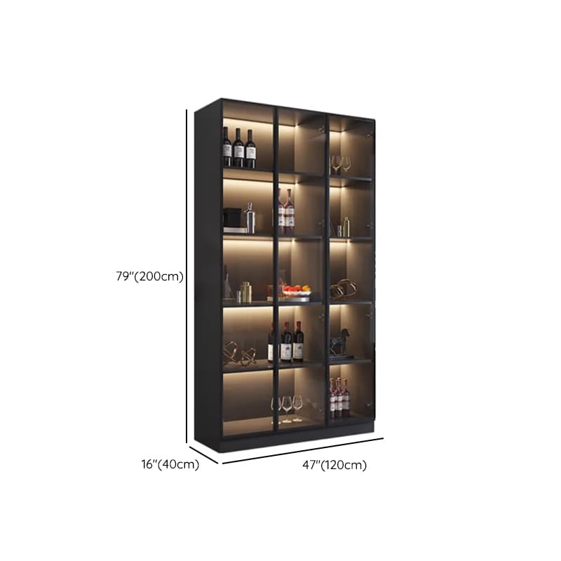 Contemporary Rectangle Utility Storage Cabinet with Storage Cabinet, Composite Wood Countertop, Glass-panel Door in Midnight Black thumbnail 8