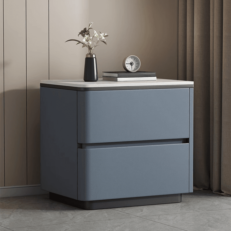Organic Modern Nightstand With Drawer Organization, 2 Drawers, and Stone Countertop thumbnail 5