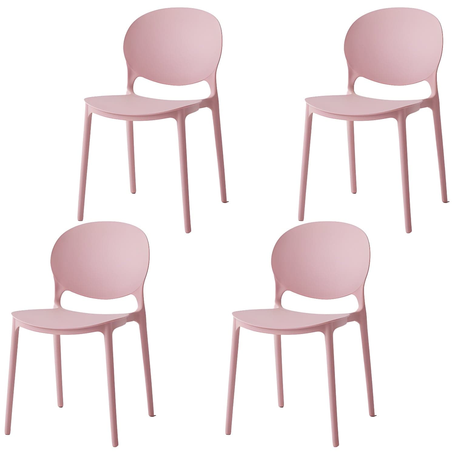 Modern Style Stackable Plastic Chair Open Back Dining Side Chair (Set of 4) thumbnail 9