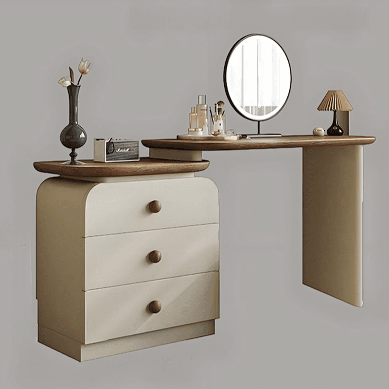 Modish Large Vanity Set/Makeup Vanity with Laminate Table Top, White Finish, 3 Drawers, Mirror Lights, and Scalable Design thumbnail 4