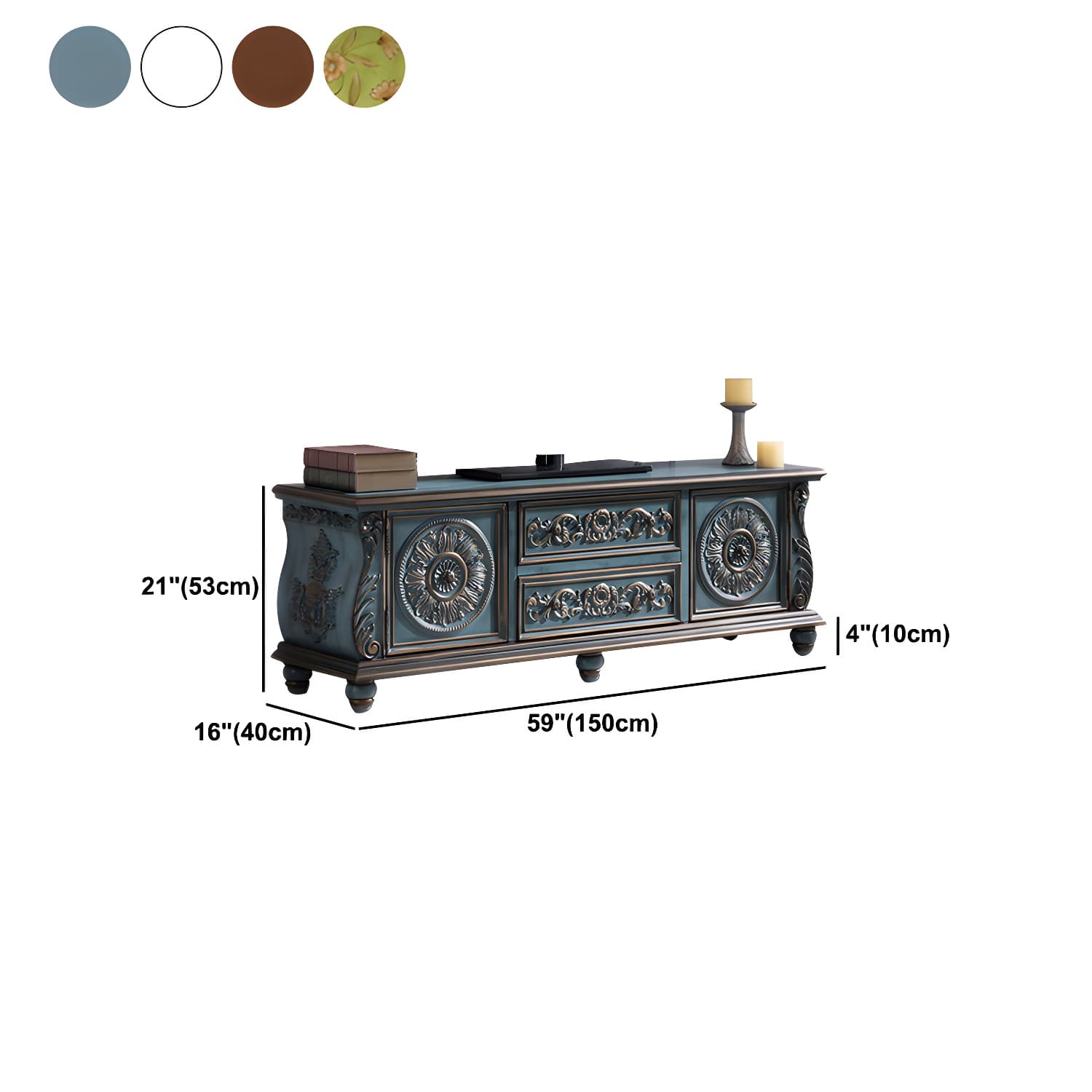 Traditional Rubberwood Media Console Matte Finish TV Media Stand with Drawers thumbnail 15