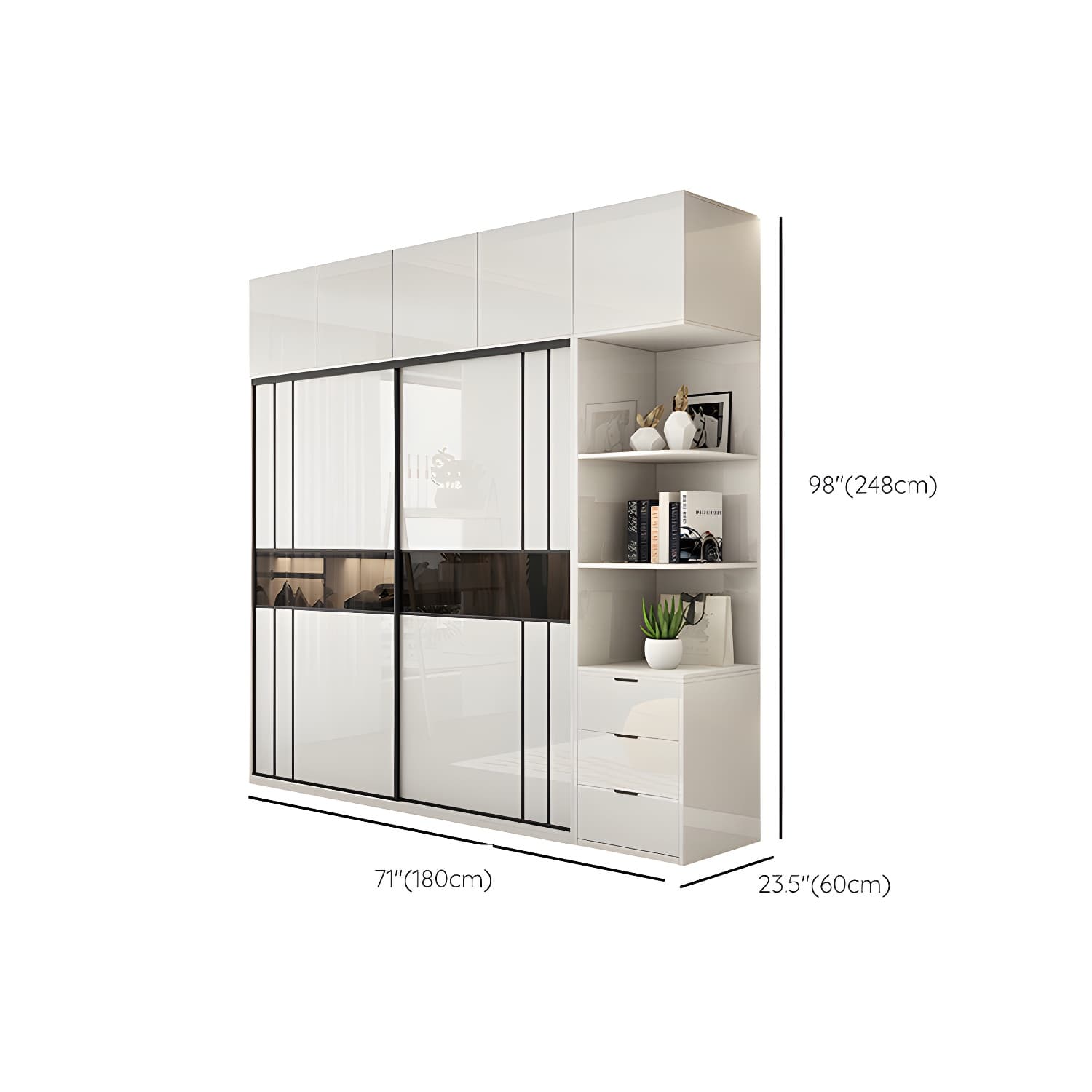 White Colour Wooden Wardrobe Cloth Rod Included Wardrobe Closet with Shelves thumbnail 26