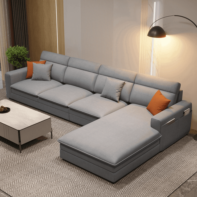 L-Shape/Straight Natural Wood Sofa Chaise/Sofa Couch with Concealed Support thumbnail 12