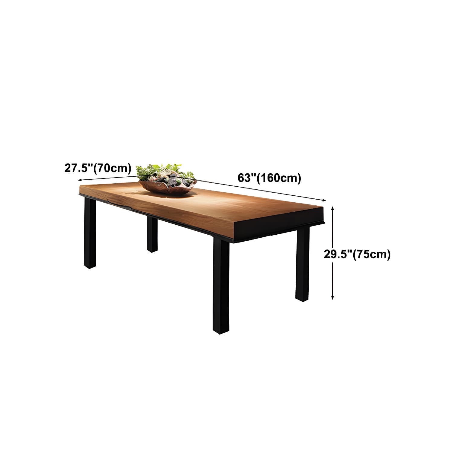 Industrial Rectangle Dining Table Pine Solid Wood Table with 4 Black Metal Legs thumbnail 15