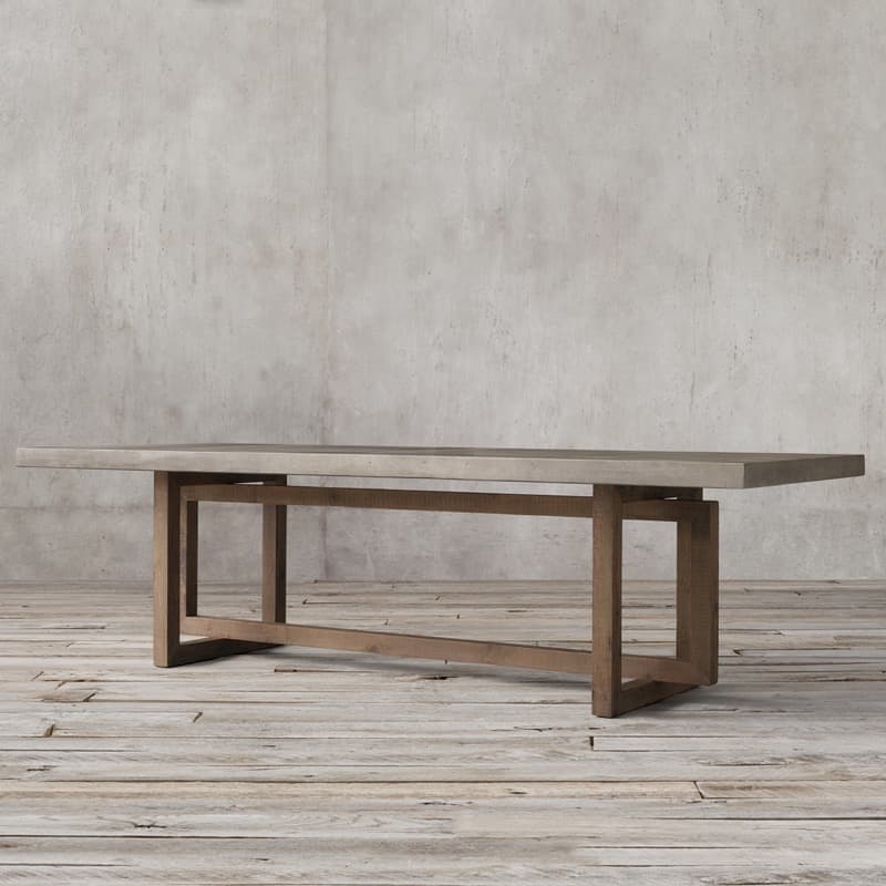 Rectangular Standard Table Height Fixed Dining Table in Wood Scoring for 8/for 6/4 People with a Wooden Tabletop in a Trendy Style thumbnail 5