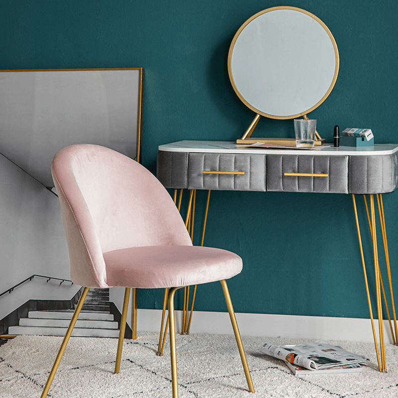 Unwavering Textile Upholstered Side Chair with Solid Back and Foot Pads for Dining Room in a Lavish Style thumbnail 12