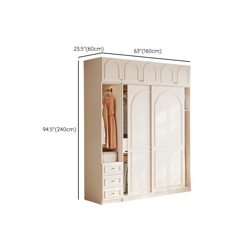 Casual White Wooden Wardrobe with 5 Drawers/4 Drawers/2 Drawers, Interior Shelves & Hanging Rod thumbnail 8