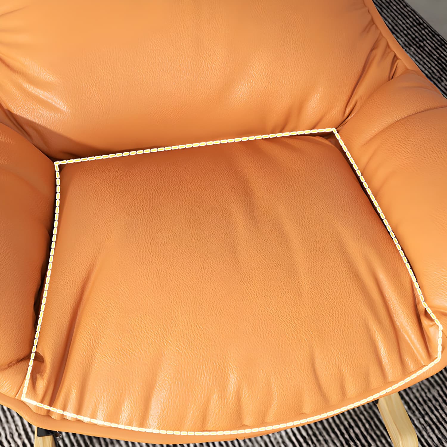 Simple Faux Leather Rocker Chair Plain Rocking Chair with Removable Cushions thumbnail 12