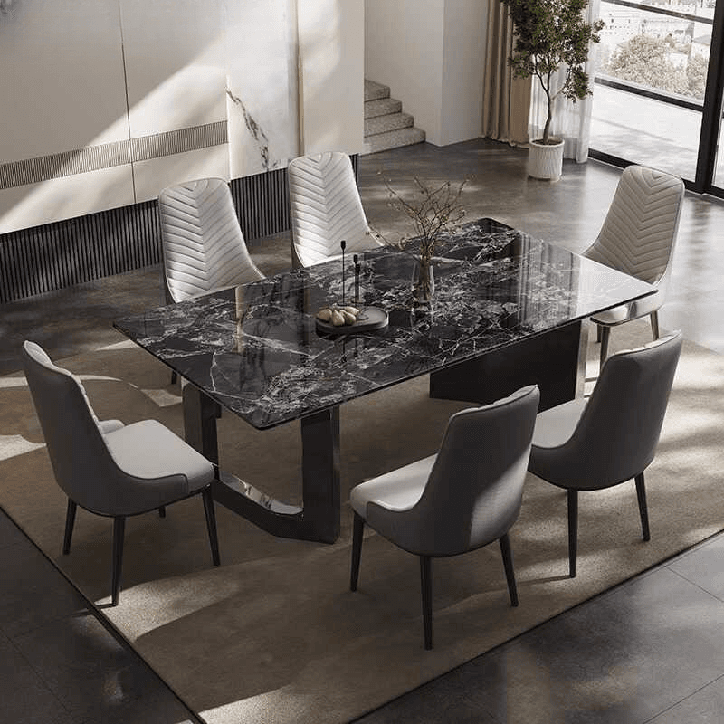 Dining Table Set with Marble Slab Top for 6 People/4 People in Multicolor thumbnail 1