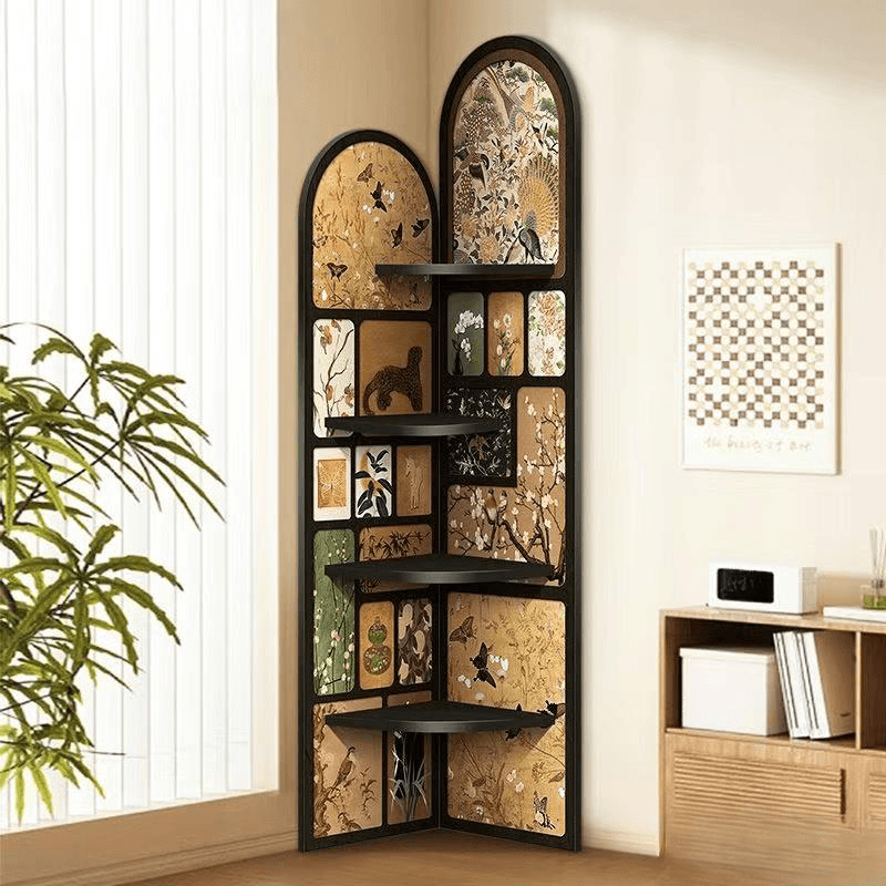 Modern Simple Style Nook Decorative Cabinet with 4 Exterior Shelves, Matte Black Lumber Top thumbnail 2