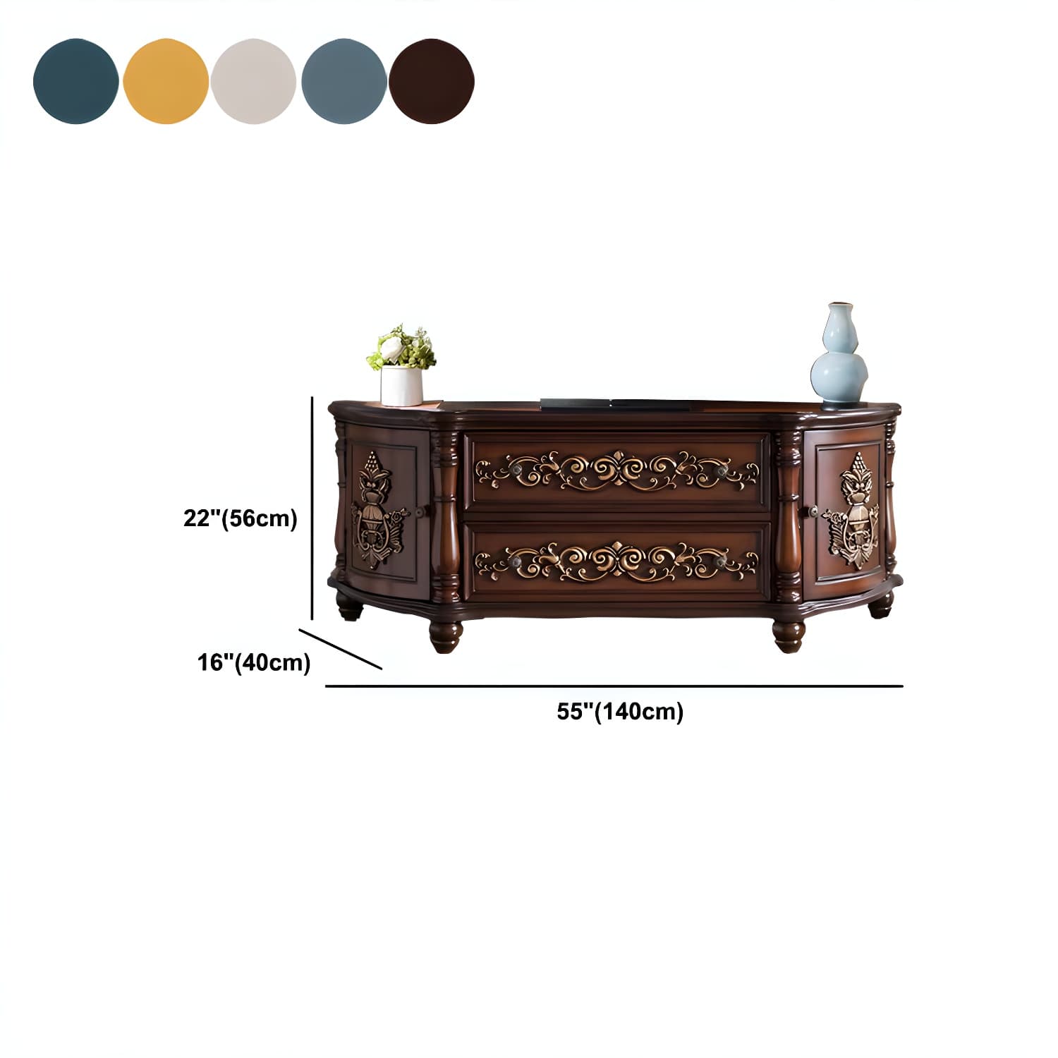 Traditional Birch Wood Media Console Matte Finish TV Media Stand with Drawers thumbnail 15