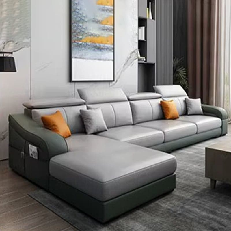 L-Shape Left Sofa Chaise for 5-seater with Sloped Arms in a Trendy Style thumbnail 8