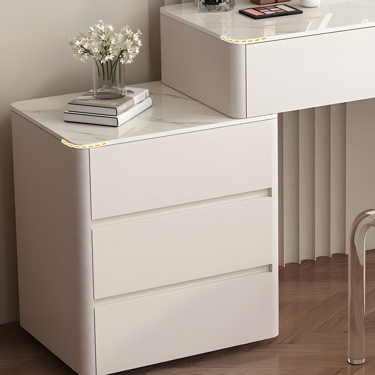 Modern Wood Makeup Vanity with Soft Close Drawer Glides & 2 Drawers thumbnail 10