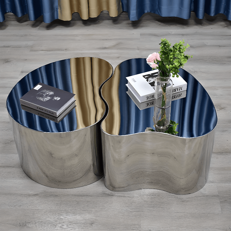 Silver Alloy Irregular/Circular-shaped Accent Table for Small Spaces thumbnail 14
