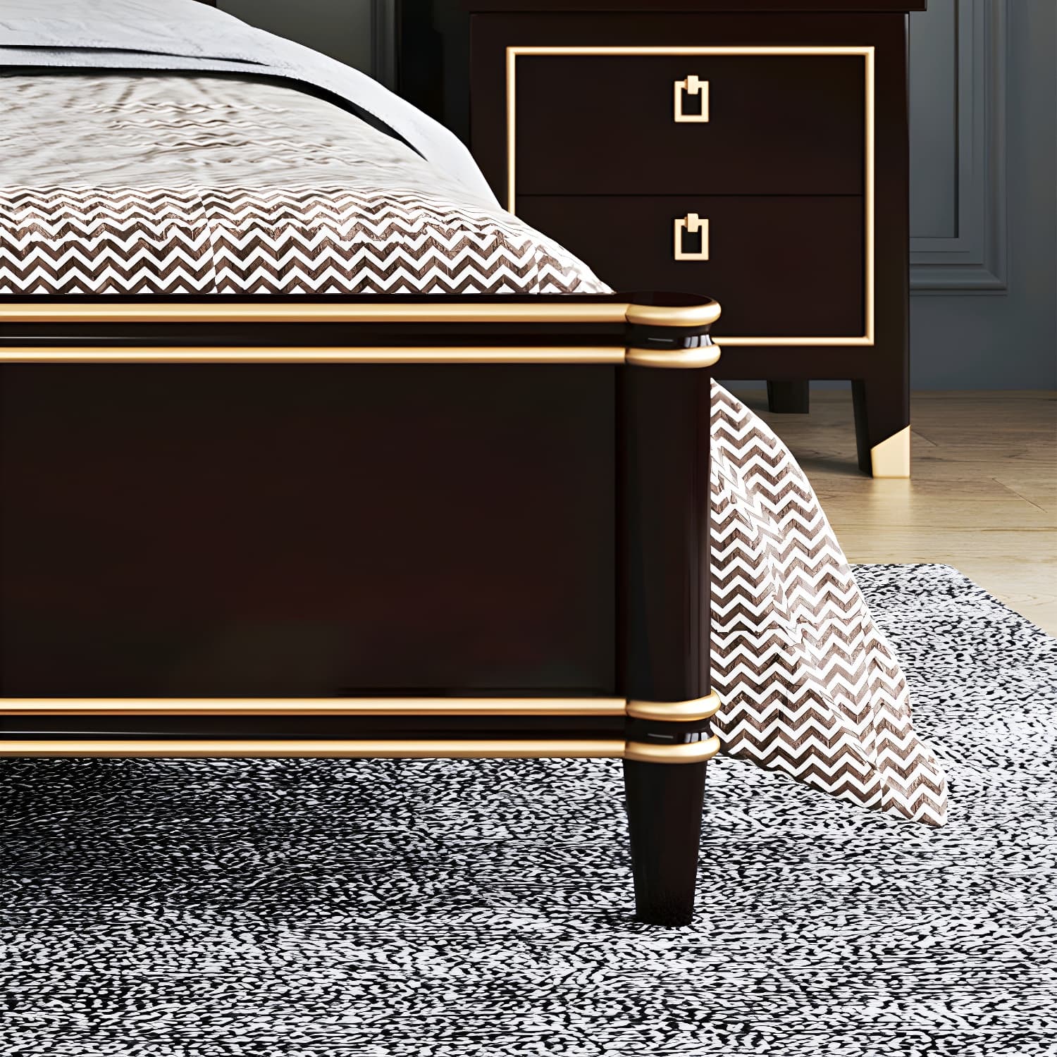 Modern Standard Bed with Tufted Upholstered Headboard and Soild Wood Legs thumbnail 10