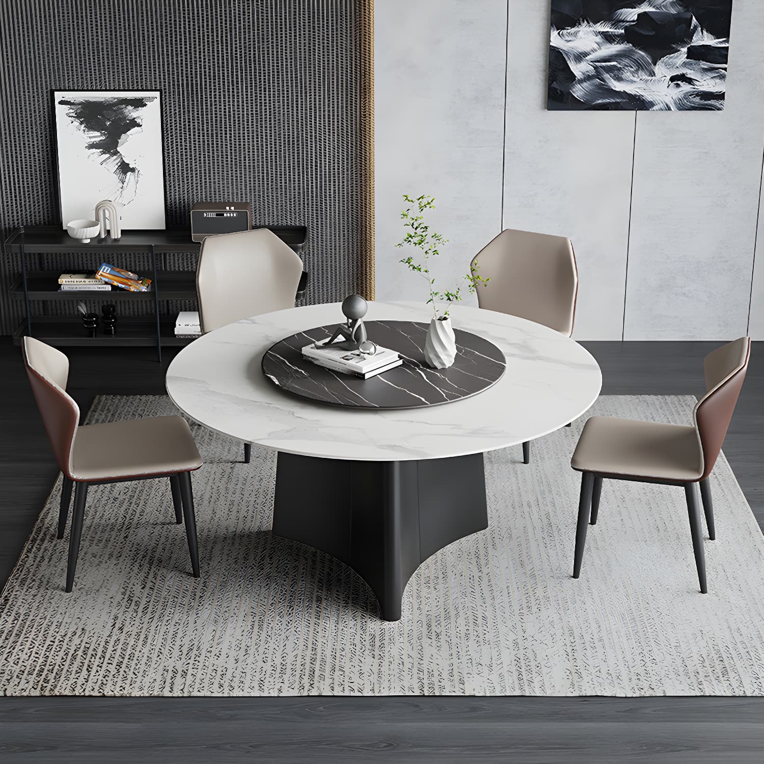 Modern Dining Table Set 1/3/4/7 Pieces with Metal Base Kitchen Furniture Set thumbnail 11