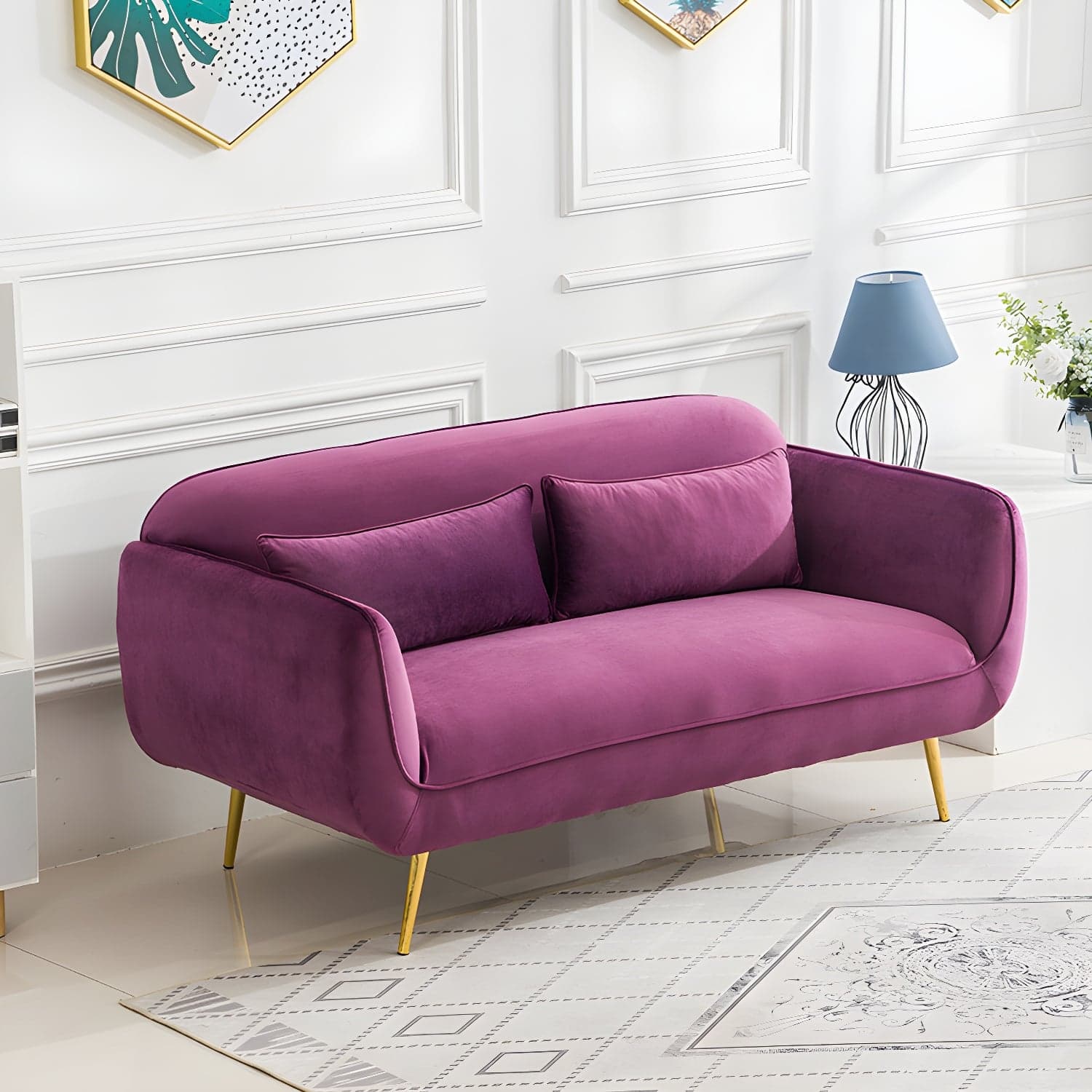 Glam Tight Back Loveseat with Flared Arm and Extra Pillows for Home and Apartment thumbnail 18
